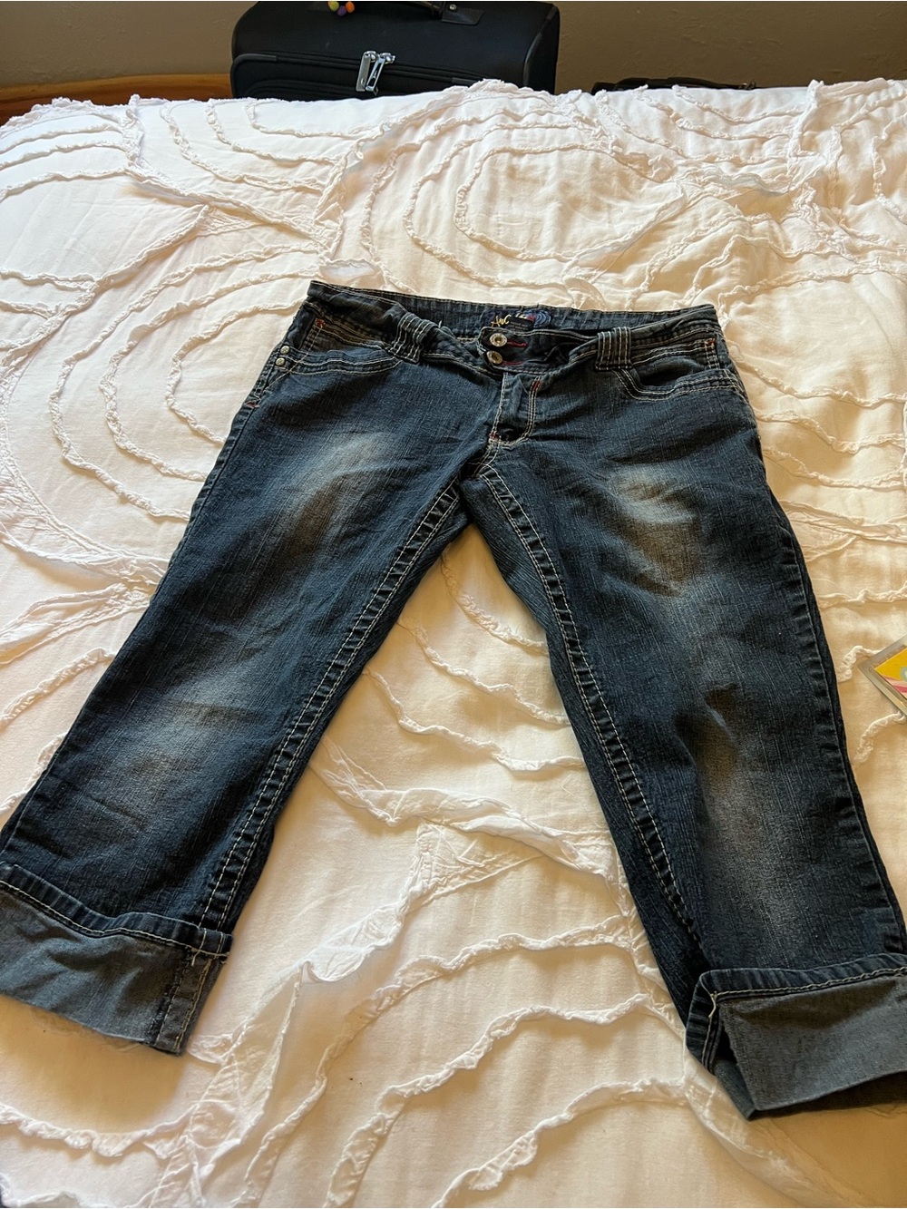 Angels Dark Blue Cropped Capri Jeans